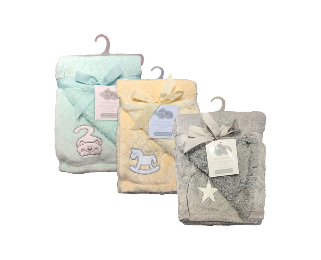 Fleece Baby Blanket W/Lurex Embroidery 30X40"