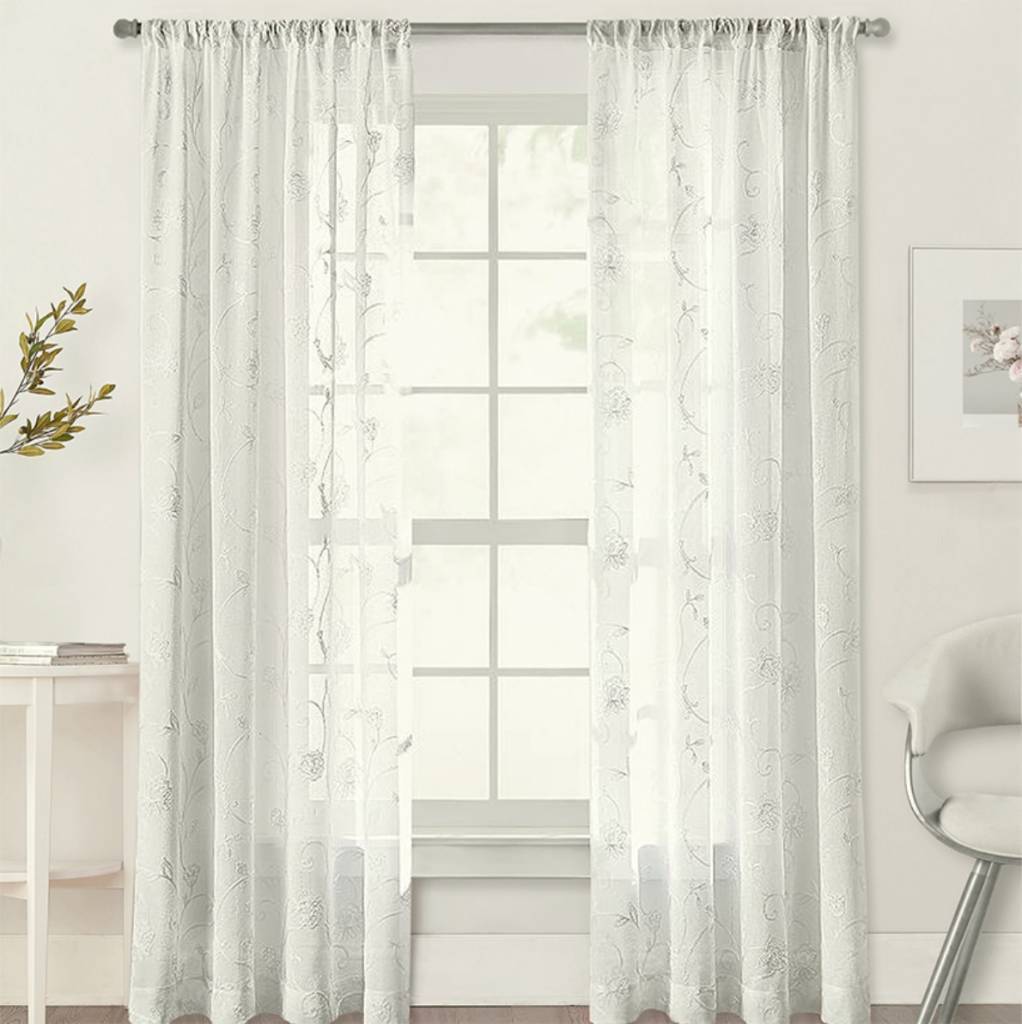 Maison Condelle *ivy Embroidered Voile Tab Top Window Panel (Mp12)