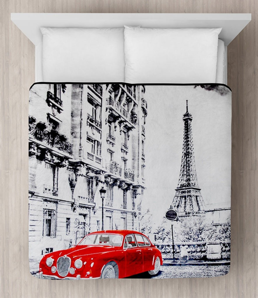 Lauren Taylor Micro Mink Blanket 78X94" (MP3) Red Car In Paris